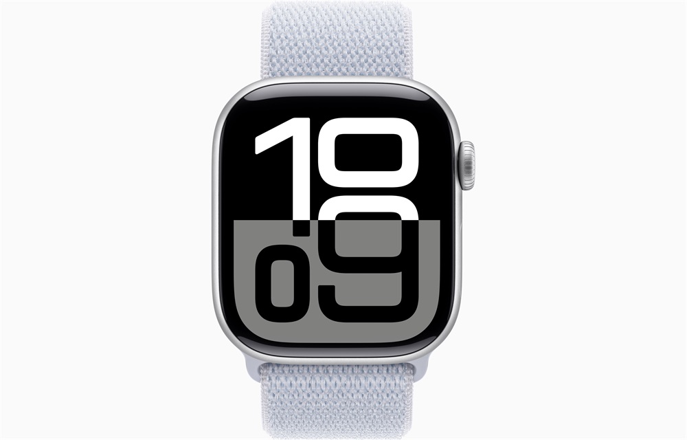 Apple Watch S10 GPS (42mm) ezüst alumínium tok, fakókék sportszíj okosóra