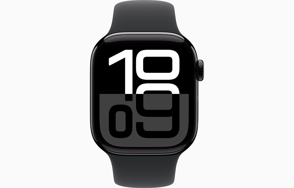 Apple Watch S10 GPS (42mm) kozmoszfekete alumínium tok, fekete sportszíj (M/L) okosóra