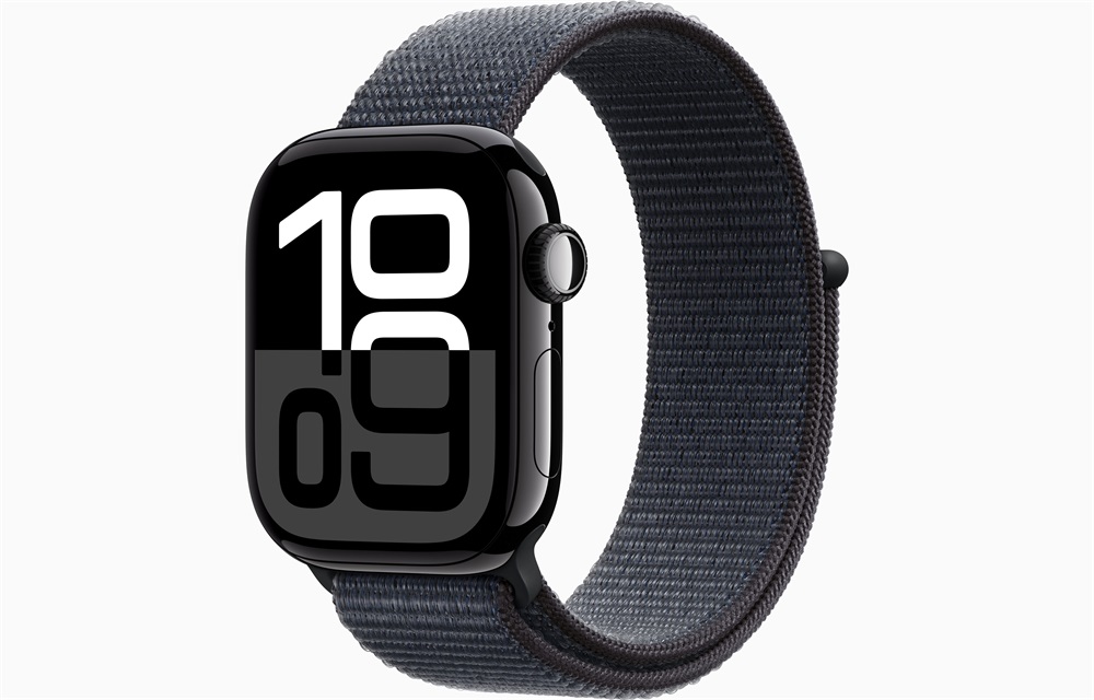 Apple Watch S10 GPS (42mm) kozmoszfekete alumínium tok, tinta sportszíj okosóra