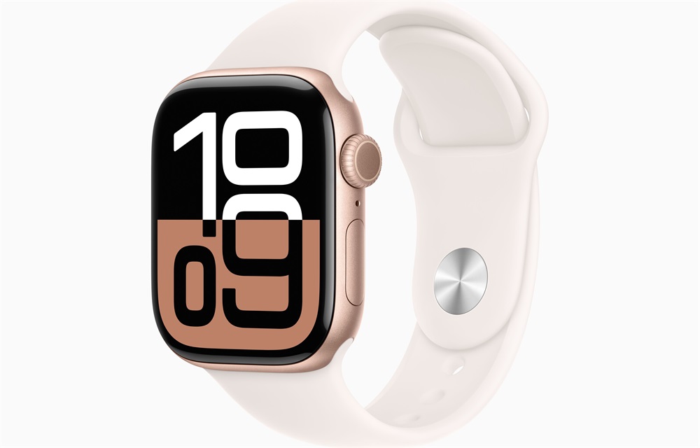 Apple Watch S10 GPS (42mm) rozéarany alumínium tok, lágy rózsaszín sportszíj (S/M) okosóra