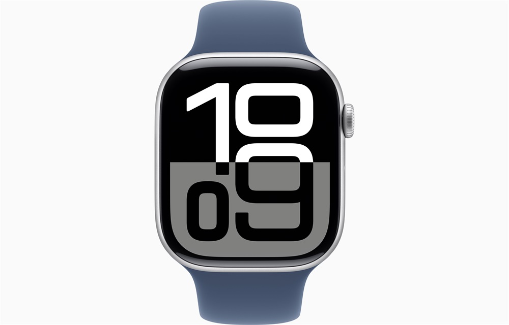 Apple Watch S10 GPS (46mm) ezüst alumínium tok, denim sportszíj (M/L) okosóra