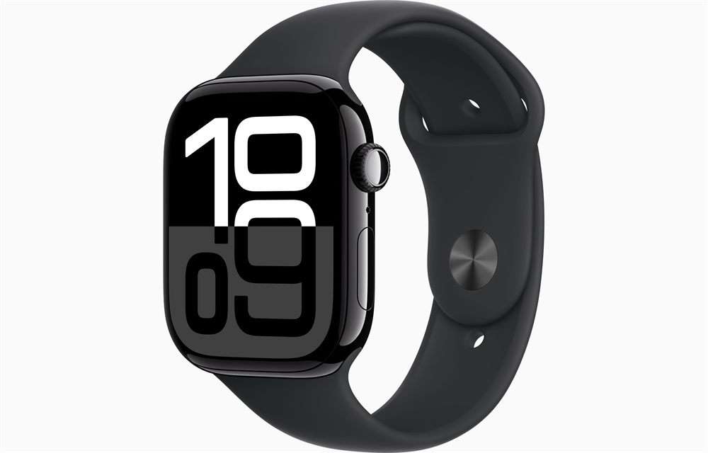Apple Watch S10 GPS (46mm) kozmoszfekete alumínium tok, fekete sportszíj (M/L) okosóra