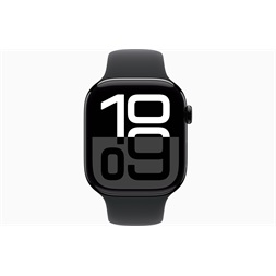 Apple Watch S10 GPS (46mm) kozmoszfekete alumínium tok, fekete sportszíj (M/L) okosóra