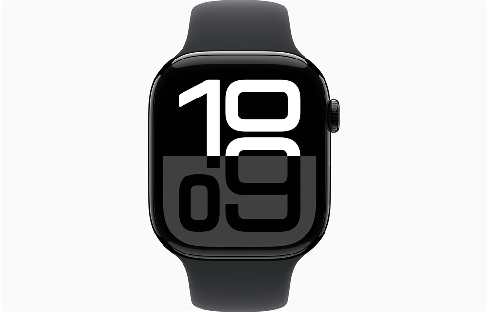 Apple Watch S10 GPS (46mm) kozmoszfekete alumínium tok, fekete sportszíj (M/L) okosóra