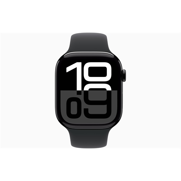 Apple Watch S10 GPS (46mm) kozmoszfekete alumínium tok, fekete sportszíj (S/M) okosóra