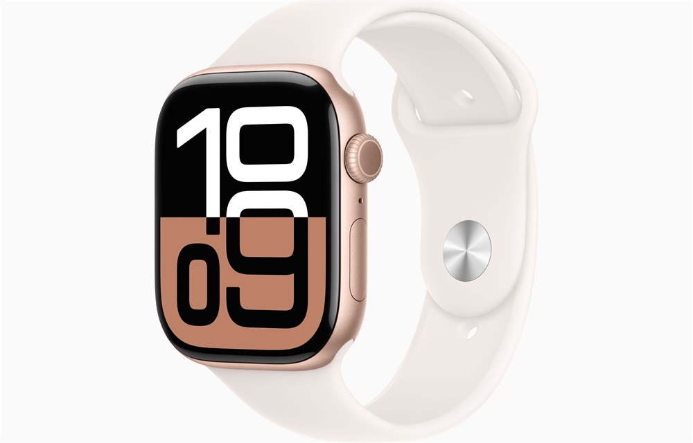 Apple Watch S10 GPS (46mm) rozéarany alumínium tok, lágy rózsaszín sportszíj (S/M) okosóra