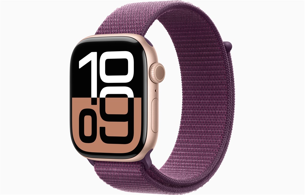 Apple Watch S10 GPS (46mm) rozéarany alumínium tok, szilva sportszíj okosóra