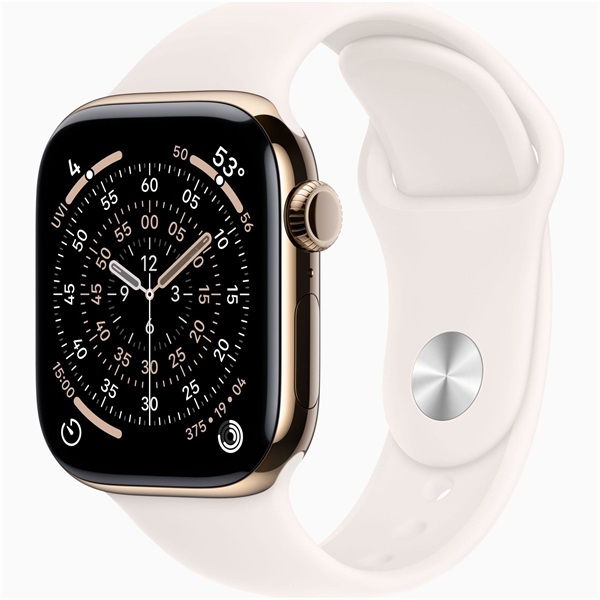 Apple Watch S11 Cellular (42mm) arany titánium tok, lágy rózsaszín M/L sportszíjas okosóra