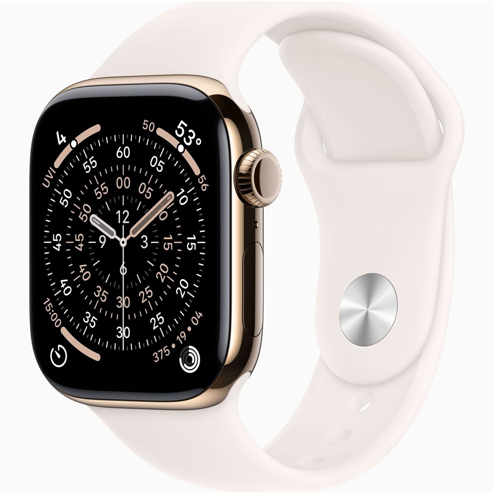 Apple Watch S11 Cellular (42mm) arany titánium tok, lágy rózsaszín S/M sportszíjas okosóra