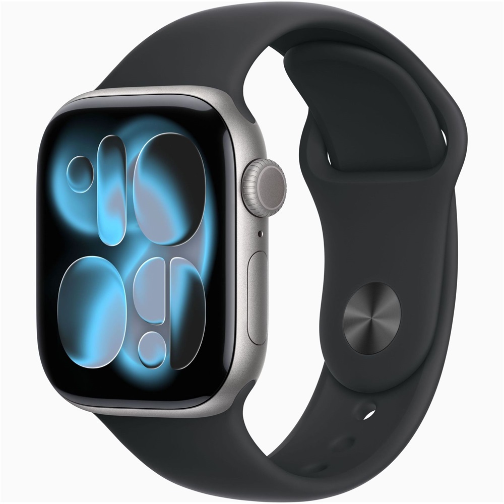 Apple Watch S11 Cellular (42mm) asztroszürke alumínium tok, fekete S/M sportszíjas okosóra
