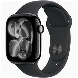 Apple Watch S11 Cellular (42mm) kozmoszfekete alumínium tok, fekete S/M sportszíjas okosóra