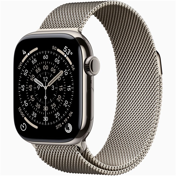 Apple Watch S11 Cellular (42mm) natúr titánium tok, natúr milánói szíjas okosóra