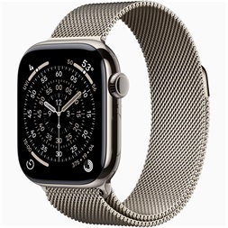 Apple Watch S11 Cellular (42mm) natúr titánium tok, natúr milánói szíjas okosóra