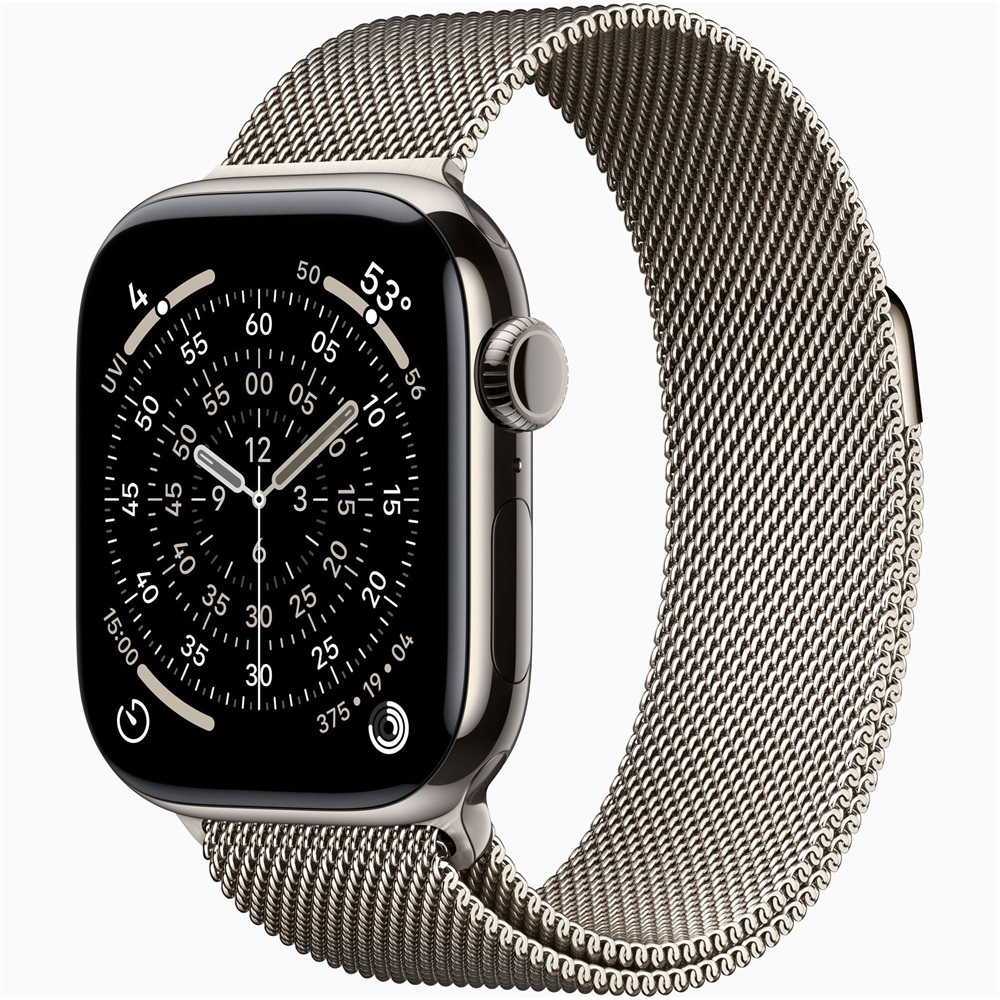 Apple Watch S11 Cellular (42mm) natúr titánium tok, natúr milánói szíjas okosóra