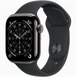 Apple Watch S11 Cellular (42mm) palaszürke titánium tok, fekete S/M sportszíjas okosóra