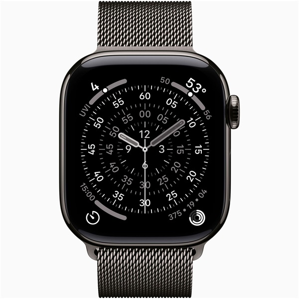 Apple Watch S11 Cellular (42mm) palaszürke titánium tok, palaszürke milánói szíjas okosóra