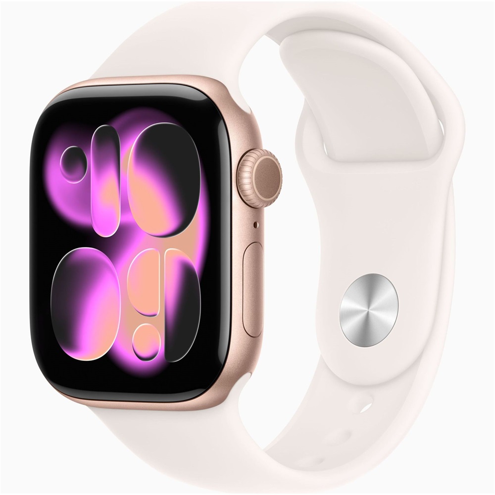 Apple Watch S11 Cellular (42mm) rózsaarany alumínium tok, lágy rózsaszín M/L sportszíjas okosóra