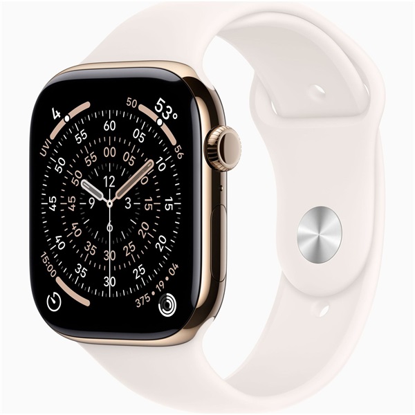 Apple Watch S11 Cellular (46mm) arany titánium tok, lágy rózsaszín M/L sportszíjas okosóra