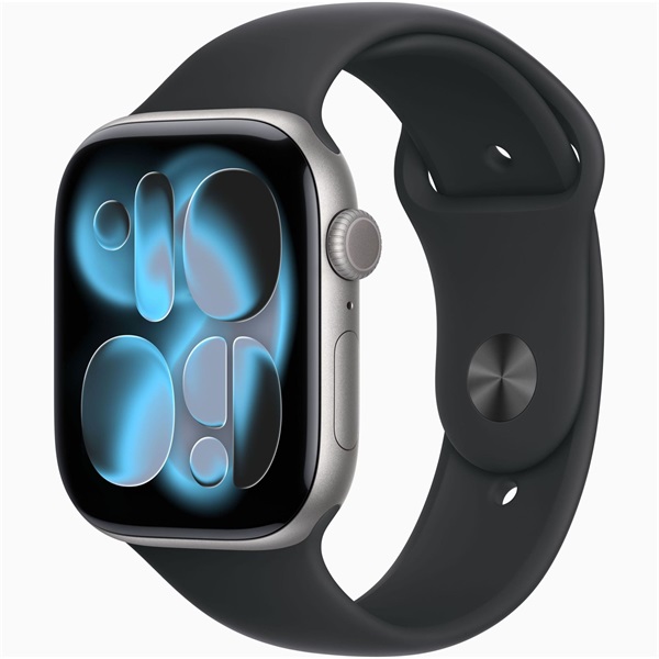 Apple Watch S11 Cellular (46mm) asztroszürke alumínium tok, fekete M/L sportszíjas okosóra