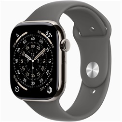 Apple Watch S11 Cellular (46mm) natúr titánium tok, kőszürke M/L sportszíjas okosóra
