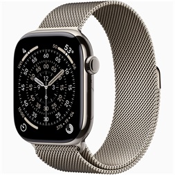 Apple Watch S11 Cellular (46mm) natúr titánium tok, natúr S/M milánói szíjas okosóra