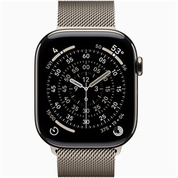 Apple Watch S11 Cellular (46mm) natúr titánium tok, natúr S/M milánói szíjas okosóra