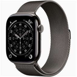 Apple Watch S11 Cellular (46mm) palaszürke titánium tok, palaszürke M/L milánói szíjas okosóra