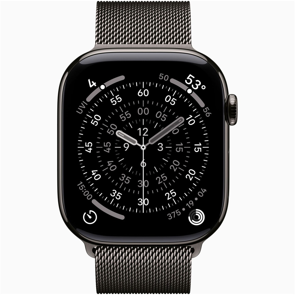 Apple Watch S11 Cellular (46mm) palaszürke titánium tok, palaszürke S/M milánói szíjas okosóra