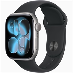Apple Watch S11 GPS-es (42mm) asztroszürke alumínium tok, fekete M/L sportszíjas okosóra