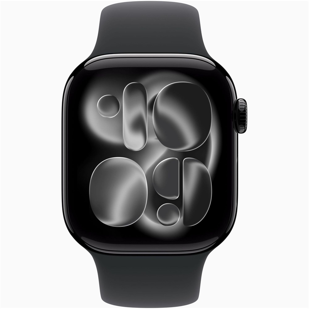 Apple Watch S11 GPS-es (42mm) kozmoszfekete alumínium tok, fekete M/L sportszíjas okosóra