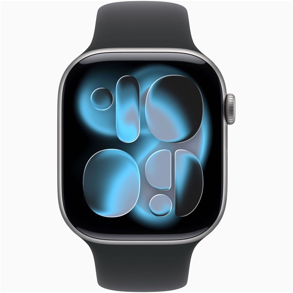 Apple Watch S11 GPS-es (46mm) asztroszürke alumínium tok, fekete S/M sportszíjas okosóra