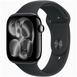 Apple Watch S11 GPS-es (46mm) kozmoszfekete alumínium tok, fekete M/L sportszíjas okosóra