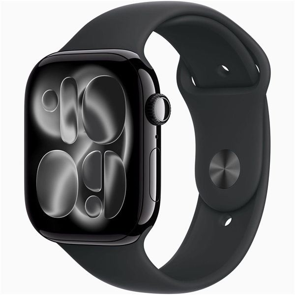 Apple Watch S11 GPS-es (46mm) kozmoszfekete alumínium tok, fekete S/M sportszíjas okosóra