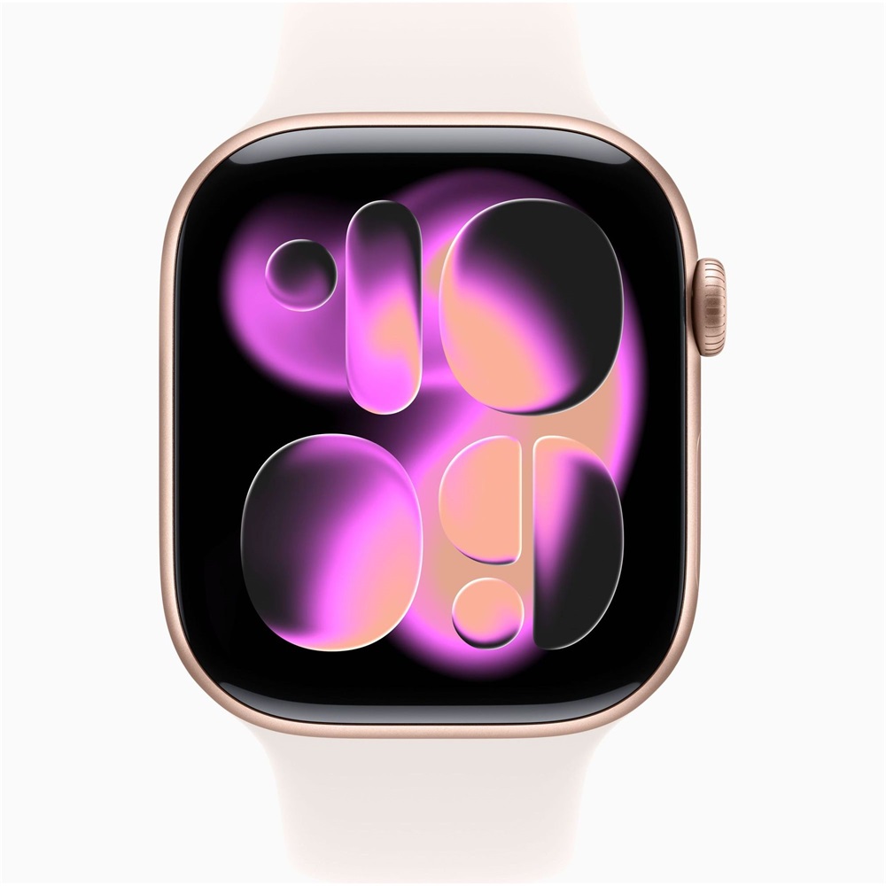 Apple Watch S11 GPS-es (46mm) rózsaarany alumínium tok, lágy rózsaszín M/L sportszíjas okosóra