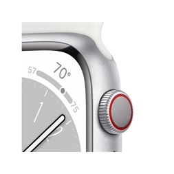 Apple Watch S8 Cellular (41mm) ezüst alumínium tok, fehér sportszíjas okosóra