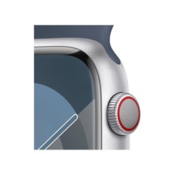 Apple Watch S9 Cellular (45mm) ezüst alumínium tok , kék sport szíj (M/L) okosóra