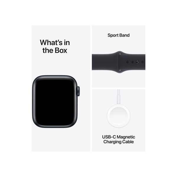 Apple Watch SE2 v2 GPS (40mm) éjfekete alumínium tok , éjfekete sport szíj (M/L) okosóra (Újszerű)