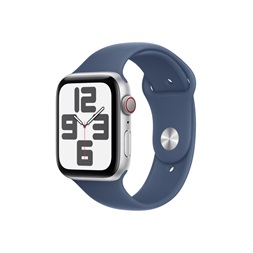Apple Watch SE2 v3 Cellular (44mm) ezüst alumínium tok, denim sportszíj (S/M) okosóra
