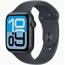 Apple Watch SE3 GPS-es (44mm) éjfekete alumínium tok, éjfekete S/M sportszíjas okosóra