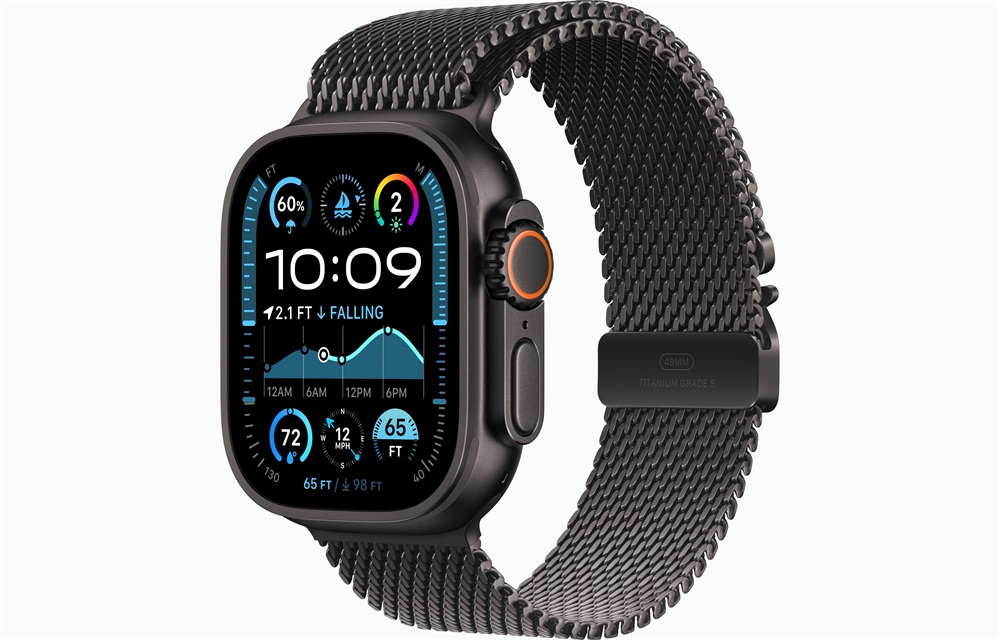 Apple Watch Ultra2 v2 Cellular (49mm) fekete titán tok, fekete Titán milánói szíj (M) okosóra