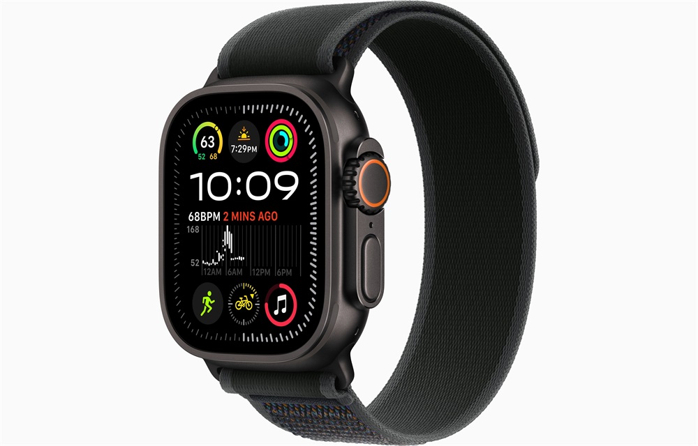 Apple Watch Ultra2 v2 Cellular (49mm) fekete titán tok, fekete terep pánt (M/L) okosóra