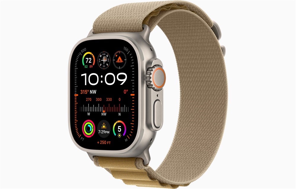 Apple Watch Ultra2 v2 Cellular (49mm) natúr titán tok, drapp alpesi pánt (M) okosóra