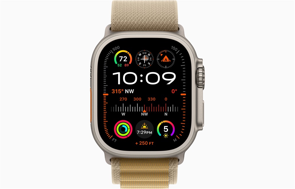 Apple Watch Ultra2 v2 Cellular (49mm) natúr titán tok, drapp alpesi pánt (M) okosóra