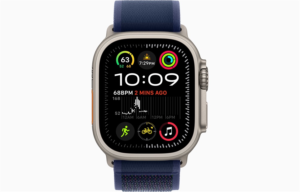Apple Watch Ultra2 v2 Cellular (49mm) natúr titán tok, kék terep pánt (S/M) okosóra