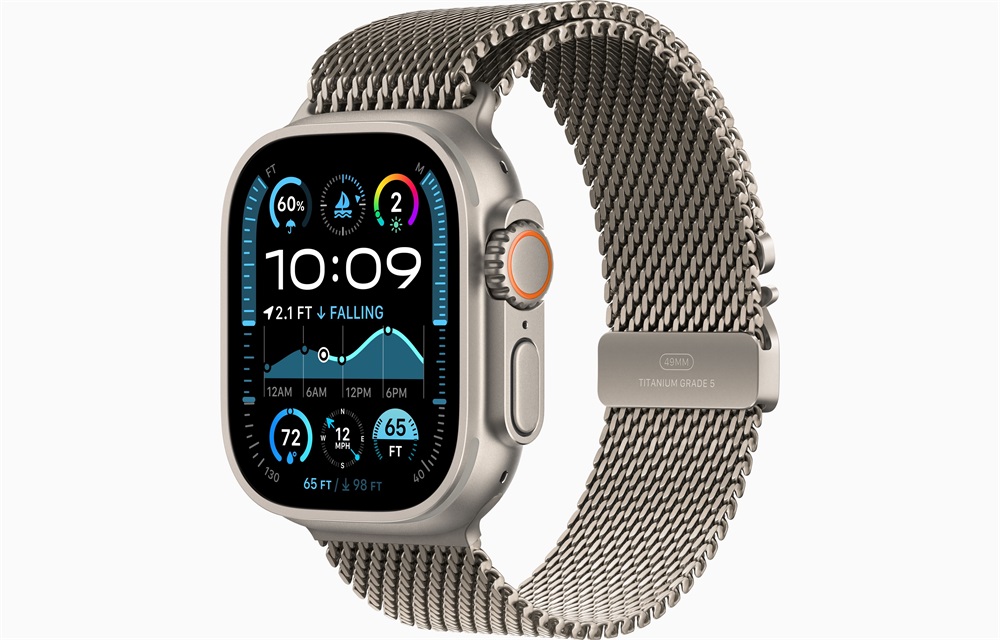 Apple Watch Ultra2 v2 Cellular (49mm) natúr titán tok, natúr Titán milánói szíj (M) okosóra