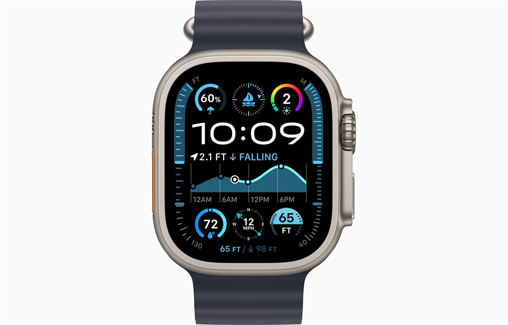 Apple Watch Ultra2 v2 Cellular (49mm) natúr titán tok, tengerészkék óceán szíj okosóra