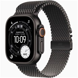 Apple Watch Ultra 3 Cellular (49mm) fekete titánium tok, fekete M milánói szíjas okosóra