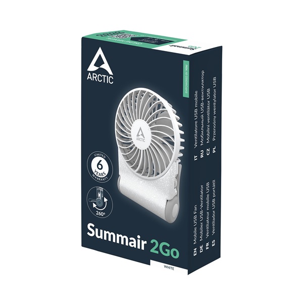 Arctic Summair 2Go 91mm fehér kézi akkus ventilátor