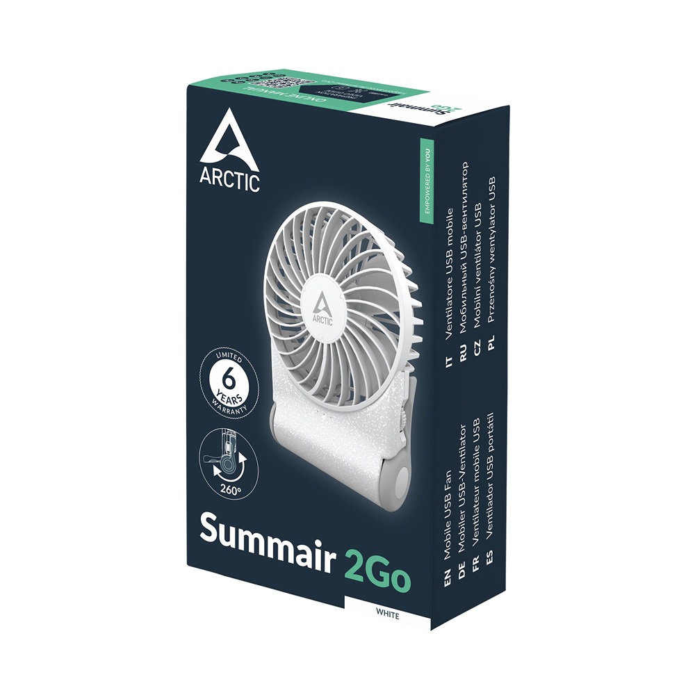 Arctic Summair 2Go 91mm fehér kézi akkus ventilátor