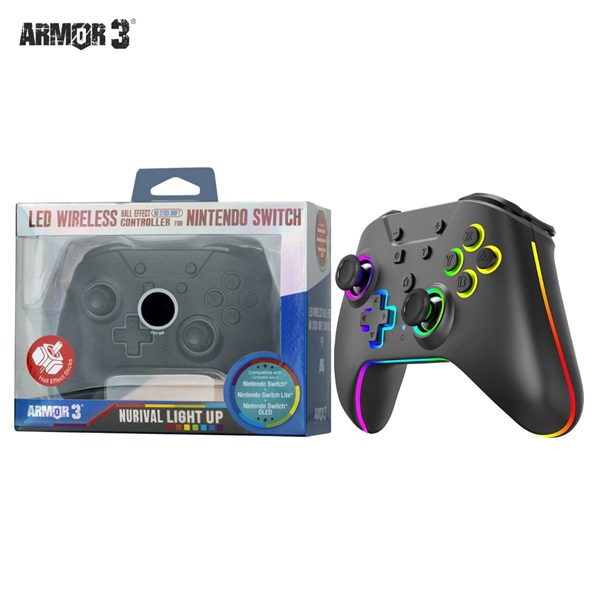 Armor3 M07619-BKHE NuRival Nintendo Switch fekete vezeték nélküli Hall Effect Stick kontroller